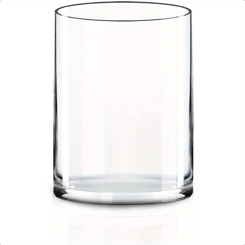 1pc Elegant Cylinder Clear Glass Vase - Heavy-Duty Hurricane Centerpiece with Stable Base, 8\