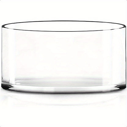 Hand-Blown Crystal Clear Glass Cylinder Vase 4\